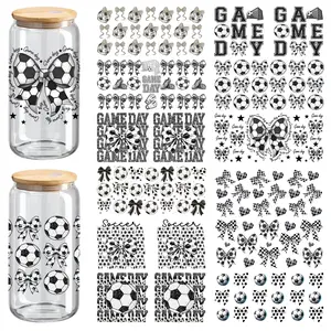 Soccer UV DTF Cup Wrap (12 Stickers) – for 16 oz Cups, Glass, Wood Crafts – Waterproof & Easy-Apply Decals for DIY Mug Decor