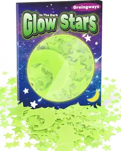 201 Pcs Glow in The Dark Stars Stickers for Ceiling Bedroom, Stocking Stuffers for Kids Ages 3-5, 4-8, 8-12, Boys Girls Room Decor Wall Stickers Stocking Stuffers for Toddler-Green