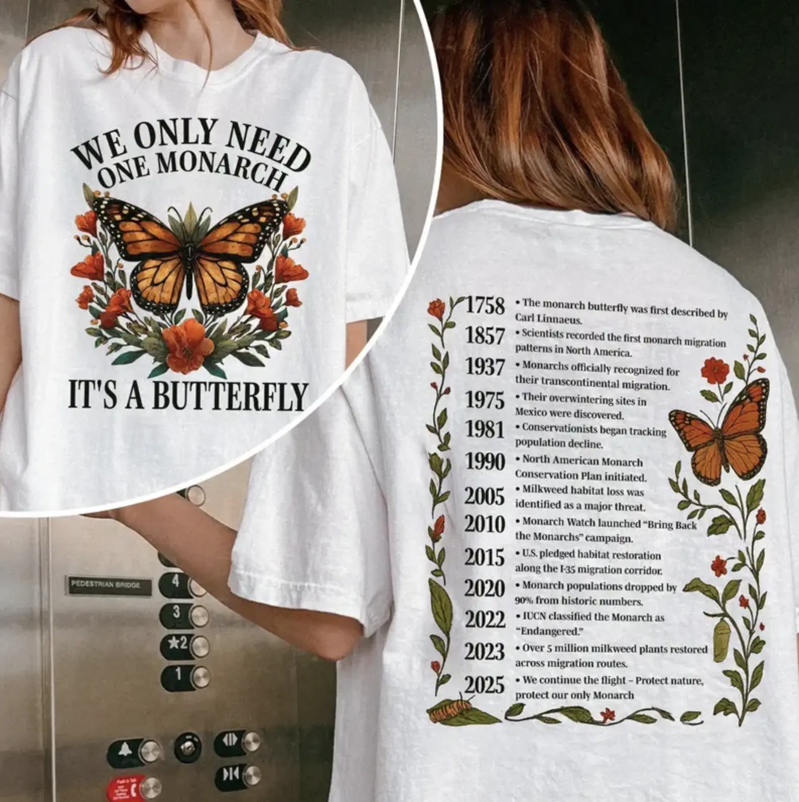 We Only Need One Monarch It's a Butterfly TShirt - Sweatshirt - Hoodie, – Funny Anti-Trump Butterfly Shirt With History Timeline, Pro-Conservation Political Tee for Fall