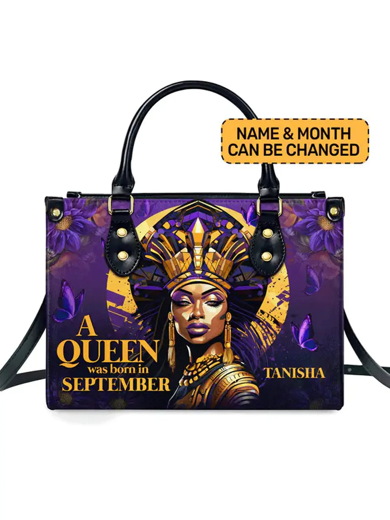 Personalized Leather Handbag For African American - Christmas Gifts For Women For Black Women, Letter Printed Elegant Handbag