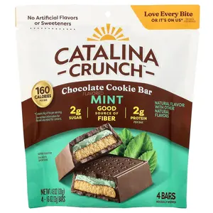 Catalina Crunch Chocolate Cookie Bar, Mint, 4 Bars, 1.16 oz (33 g) Each