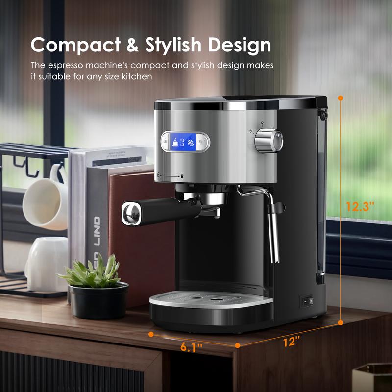 COWSAR Espresso Machine 20 Bar, Semi-Automatic Coffee Maker with Milk Frother Steam Wand, Nespresso Capsule Compatible, 45 oz Removable Water Tank for Cappuccino, Latte, Home,1350W
