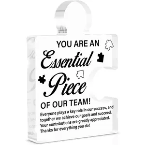 Team Appreciation Gifts - Thank You Gifts for Coworkers Colleagues Employees Teammate - You Are an Essential Piece of Our Team Acrylic Puzzle Piece Plaque Office Desk Decor, Desk Signs Ornament
