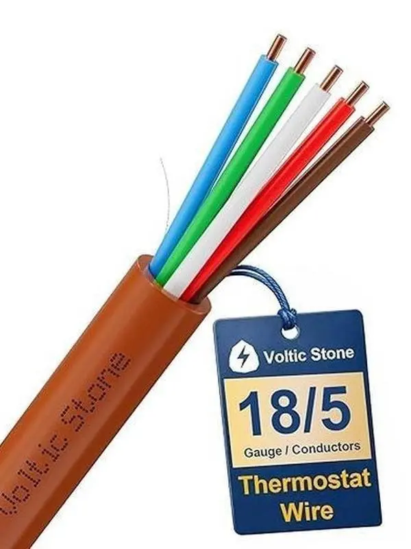 Thermostat Wire 18/5 – 18 AWG 5 Conductor Solid Copper Doorbell HVAC Control Cable, ETL Listed CL3R/CMR Riser Rated Flame-Retardant, RoHS, for 0-30V Low Voltage Systems - 100FT