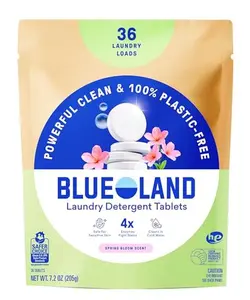 BLUELAND Laundry Detergent Tablets, 36 Count, Spring Bloom Scent, Plastic-Free Eco-Friendly Pods, Sheets, Liquid Alternative - Safe for Sensitive Skin, Gentle