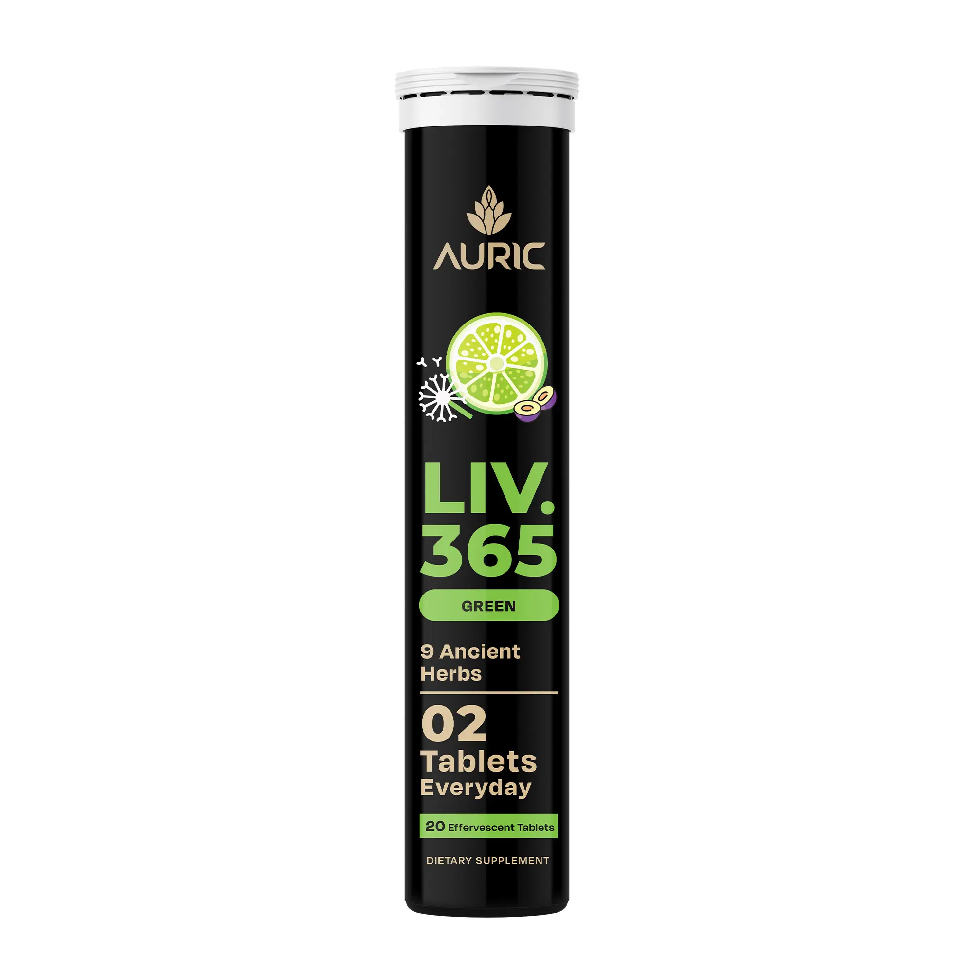 Auric Liv365 Liver Detox Supplement 20 Tablets | Lemon Flavour Advanced Herbal Formula for Liver Health, Detox & Cleansing