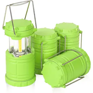 4-Pack Mini LED Green Camping Lanterns, Portable Camping Lights, Outdoor Handled Lamps, Essential  Lights for Power Outages, Hiking, Hurricane