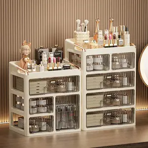3/4 Layer Minimalist High-End Cosmetics Storage Box | Clear Drawer Organizer Makeup Tray