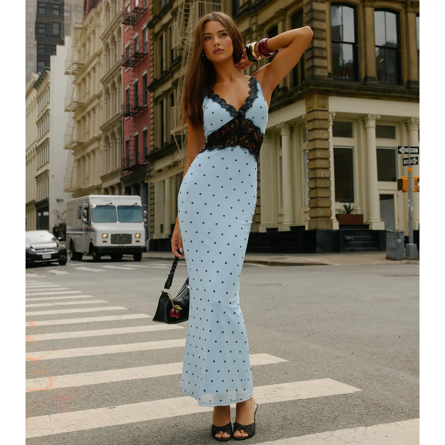 City Crush Polka Dot Lace Maxi Dress