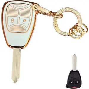 Soft TPU for Jeep Key Fob Shell Fits for Jeep Wrangler/Compass/Dodge Ram/Durango/Caliber/Nitro/Dakota/Chrysler (A-White)