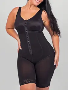 1 Count Women's Solid Color Butt Lifting Tummy Control Bodysuit, Fajas, Colombian Shapewear, Full Body Shaper with Adjustable Hooks, Lace Anti-Slip Trim Curves Jumpsuit, Ideal for Yoga & Classic Daily Wear, High Compression Bodysuits