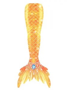 Girls' Mermaid Tail Swimwear for Beach Parties, Birthday Gift, Single Tail, No Clothes or Shorts, Fits Flipper Feet