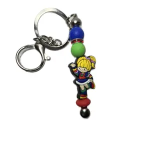 Rainbow Bright Keychain - Nostalgic Design with Colorful Elements and Keyring Attachment