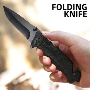 Portable EDC Folding Utility Tool with Textured Grip & Secure Lock Mechanism - Stainless Steel Spear-Point Blade, Ergonomic Handle, Lightweight for Camping, Survival, DIY, Household, Outdoor & Everyday Carry (No Power Required)