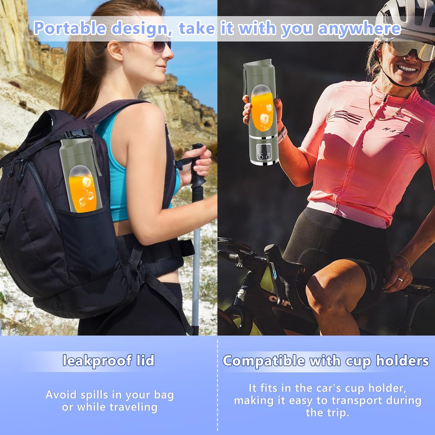 Portable Blender Electric USB-C, 450ML Personal Juicer for Shakes and Smoothies, 12 Blades, 1500mAh Rechargeable, BPA Free, 18oz Small Blender with Leakproof Lid & Sip Spout, Mixing, Compact