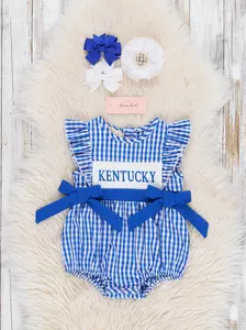 Kentucky Smocked Gingham Bubble Romper