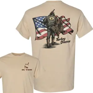 American Turkey Hunting Camo T-Shirt, Turkey Hunting,  4th of July Patriotic Wild Turkey Hunter Shirt, USA Flag Turkey Season, Gobbler Tee, Camo Shirt 4th Of July Gift