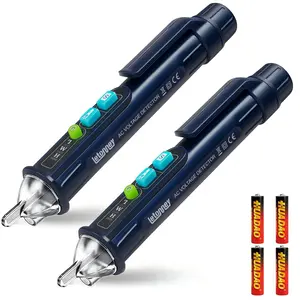 2PCS Voltage Tester, Non Contact AC Voltage Tester Pen, Breakpoint, Dual 12V-1000V/48V-1000V, Buzzer Flashing LED Alarm, Flashlight (Blue)