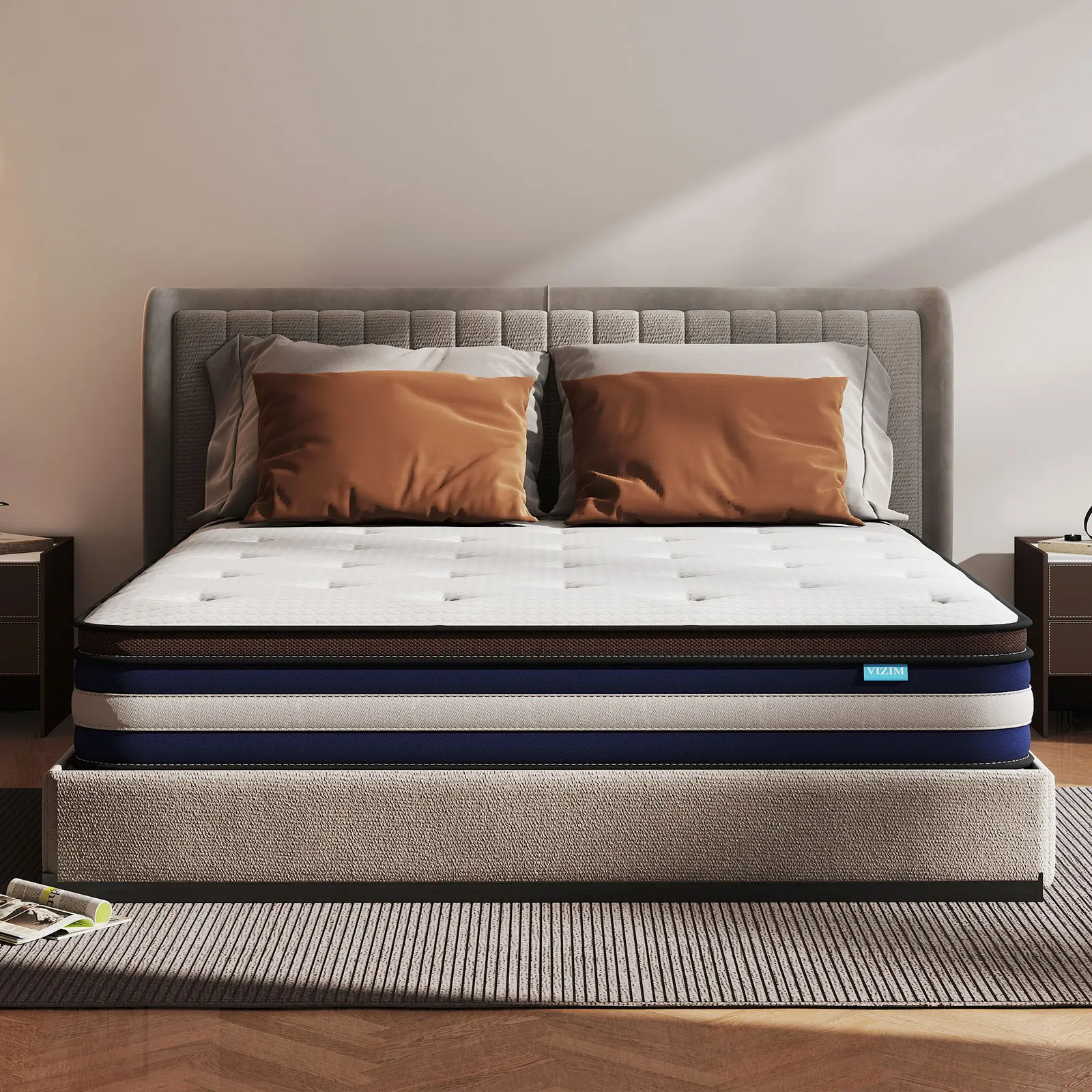 10&12 Inch Twin Full Queen Hybrid Pocket Spring Mattress in a Box, Cooling Memory Foam Medium Firm Mattress for Pressure Relief & Motion Isolation, Easy Setup Long Lasting Quality #summervibes