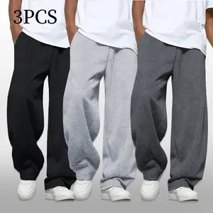 3-Pack Teen Boys Fleece Pants | Straight-Leg Casual Daily School Warm Bottoms