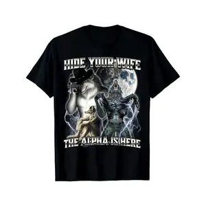 Summer t Shirts Comfortable breathable outdoor men's clothing quality materials, hide your wife, Alpha comes T-shirt, everything goes with it