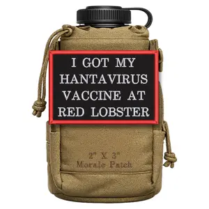 I Got My Hantavirus Vaccine At Red Lobster Funny Morale Patch 2” X 3” Hook & Loop Back for Hats Jackets Tactical Vests Plate Carriers EDC Gear & Humor Patch Collectors