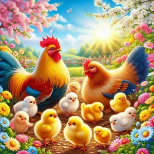 5D DIY Full Drill Round Diamond Painting - Diamond Art Craft Kit, Chicken and Chick Mosaic, Canvas - DIY Decor, Home Wall Art, Perfect for Halloween and Christmas, Independence Day, Birthday and Anniversary Gifts