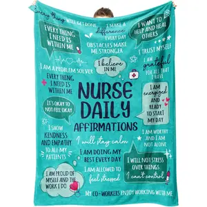 Nurse Gifts for Women Men Soft Nurse Blanket with Daily Affirmations LPN RN Gifts for Nurses Practitioner Nursing School Graduate Birthday Appreciation Gift Nurses Week Day Gift Multifunctional Throw Blanket