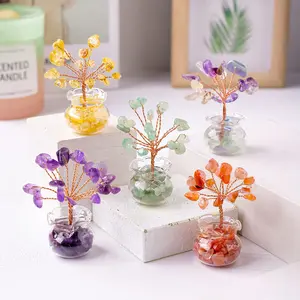 Natural Crystal Fish Tank Small Flower Tree, Home and Office Desktop Decoration, Home Ornament, Holiday Gift, Anniversary Present