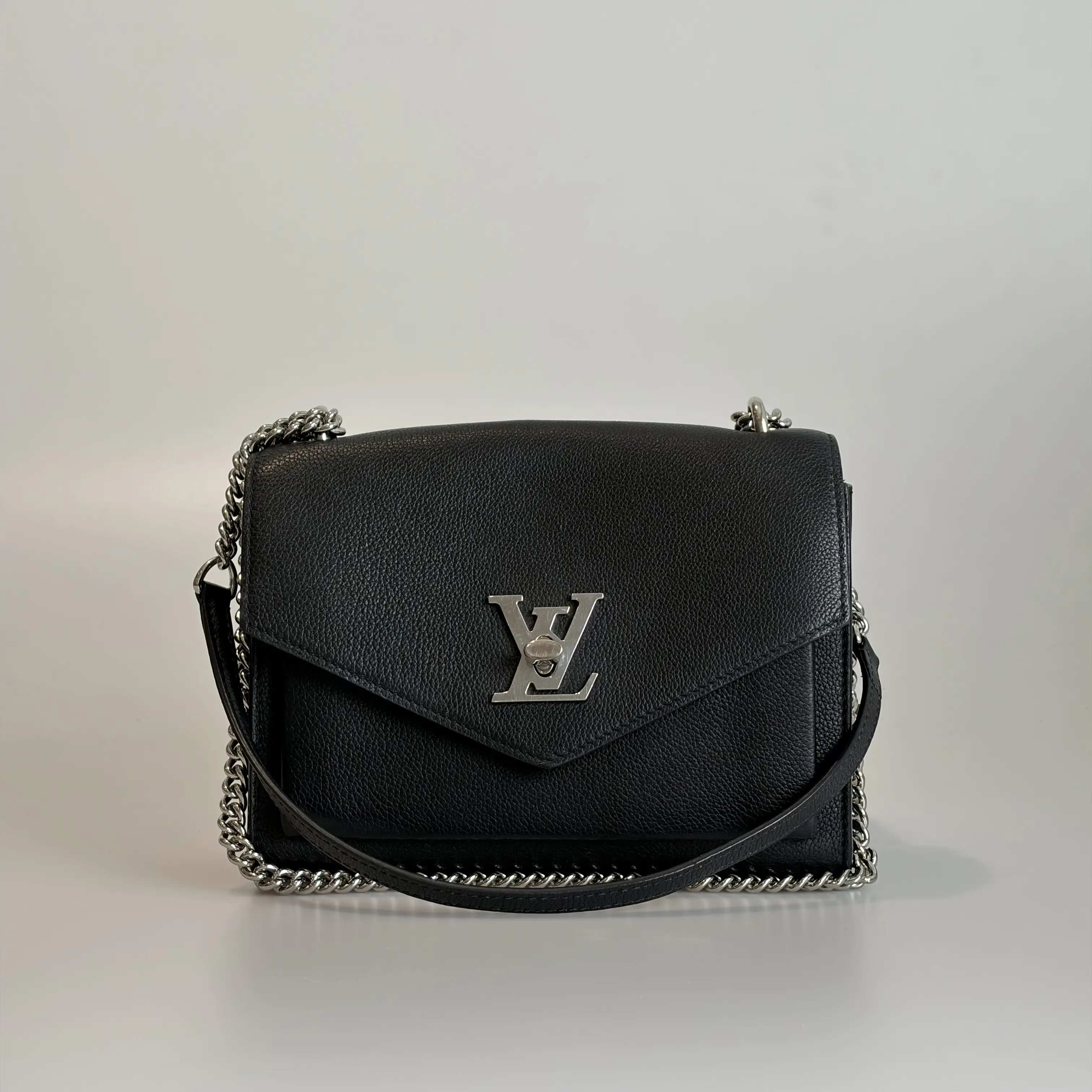 Pre-owned Louis Vuitton Calfskin Shoulder Bag My Lockme BB Black Silver tone Hardware 50697227 Sold As Is / Final Sale