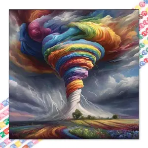 1 set of DIY diamond painting kit, 5D diamond art set, DIY decoration rainbow tornado mosaic, diamond art, DIY art home decoration, Diamond Art Tools