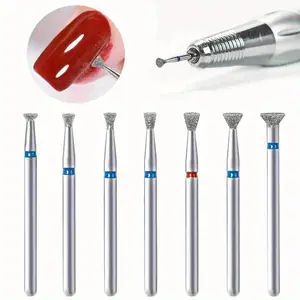 7pcs Diamond Nail Drill Bits Set, Cuticle Cleaner & Overflow Glue Remover, Edge Treatment Tool for Manicure & Pedicure