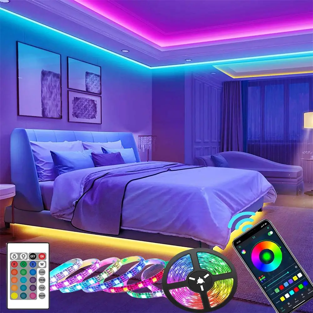RGB LED Strip Light, Music Sync LED Light with Smart APP & Remote Control, Indoor Atmosphere Strip Light, Color Changing LED Lights for Home Decor, Pa