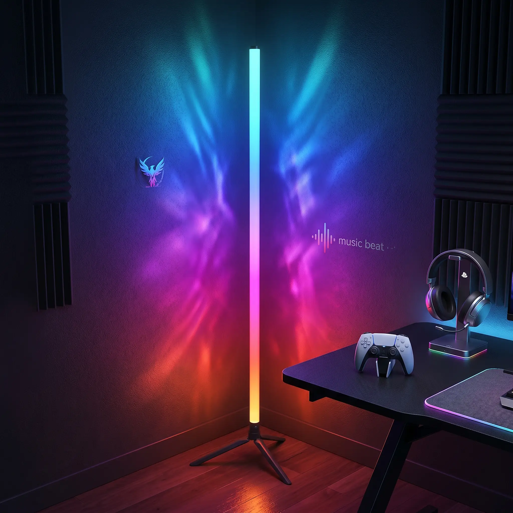 Viral 172 LEDs Bright Smart RGBICW Corner Floor Lamp, 16 Million DIY Colors, 68+ Scene Modes, Music Sync, App & Remote Control, Timer Setting, Color Changing Ambient Light for Gaming Room Setup, Gamer Bedroom Decor, Immersive Gaming Experience