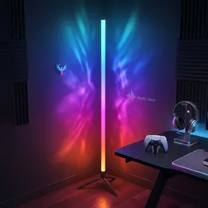 Viral 172 LEDs Bright Smart RGBICW Corner Floor Lamp, 16 Million DIY Colors, 68+ Scene Modes, Music Sync, App & Remote Control, Timer Setting, Color Changing Ambient Light for Gaming Room Setup, Gamer Bedroom Decor, Immersive Gaming Experience