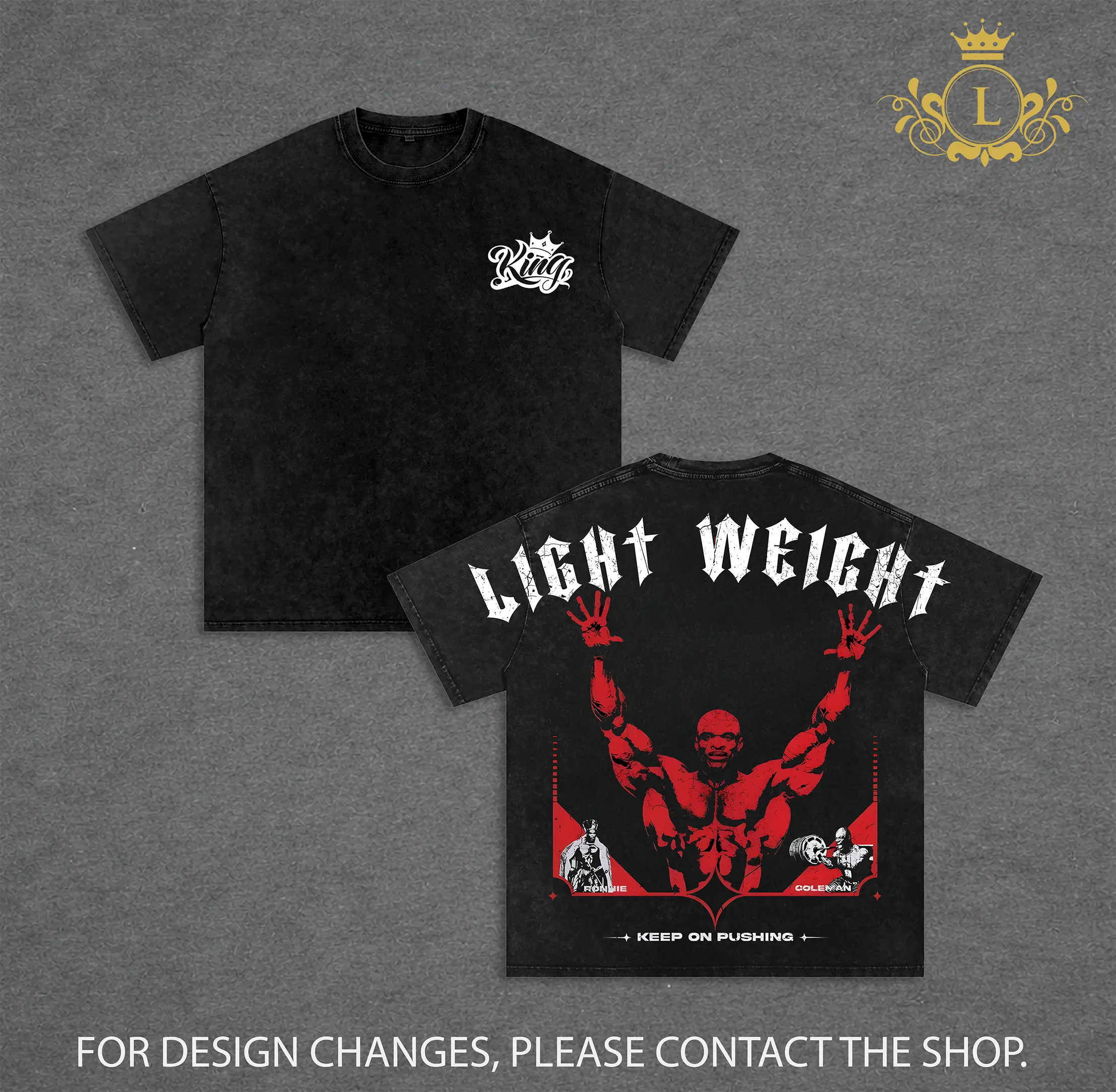 Ronnie Coleman Vintage Washed T-Shirt, Ronnie Coleman Gym Tank Top, Bodybuilding Legend Graphic Tee, Oversized Pump Cover Workout Shirt, Heavyweight Cotton Fitness Apparel, Classic Mr Olympia Gym Streetwear, Unisex Bodybuilder Outfit