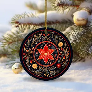 Scandinavian Christmas Ornaments, Norwegian Christmas, Round Ceramic Ornament