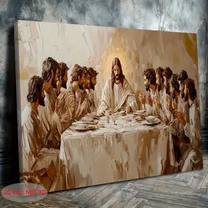1 Piece <The Last Supper> Framed Canvas Painting - Artistic Religious Wall Art, Depicting Christ and the 12 Disciples, Iconic Leonardo da Vinci Style Replica, Ready-to-Hang Christian Decoration, Modern Home Decoration, Suitable for Church, Easter