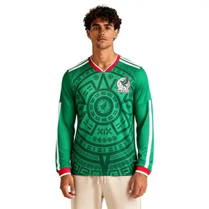 2026 Mexico Home Kit Fan Edition Adult Green Long-Sleeve Breathable Quick-Dry Soccer Jersey