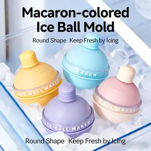 Food Grade Silicone Macaron Ice Ball Mold, DIY Round Ice Cubes, Home Ice Maker, Suitable for Whiskey, Coffee, Milk Tea, Cold Drinks, Essential for Cocktail Making