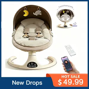 Electric Baby Swing with Bluetooth, 5-Gear Motion & Music, Hands-Free Smart Rocker for Infants, 0-3 Months Portable Remote Control boy girl toddler need bebé pio colum bouncer point harness baby rocker indoor chair adjustable backrest loungers 0-6
