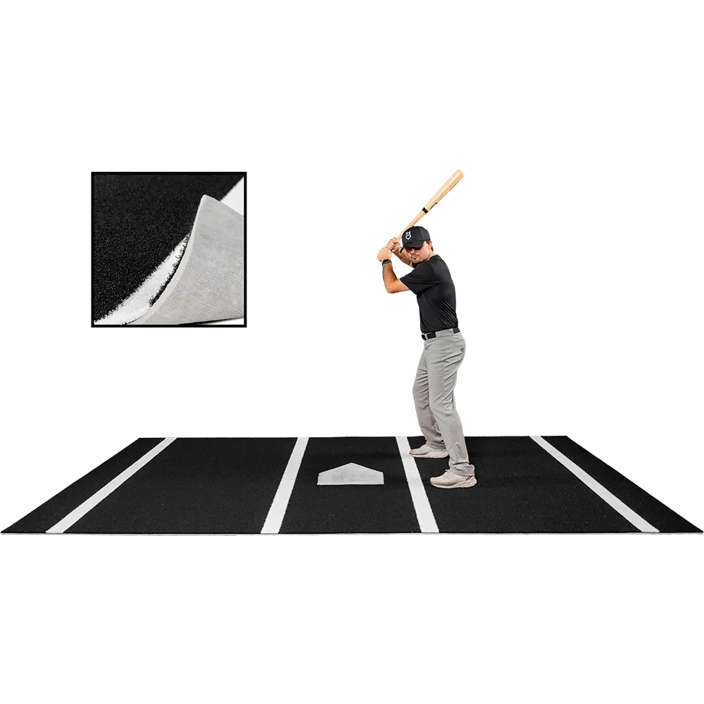 6 × 12 Proball Baseball Hitting Mat - Black Nylon, Painted Plate, Flexible 5mm Foam