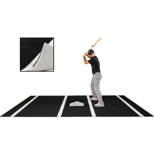 6 × 12 Proball Baseball Hitting Mat - Black Nylon, Painted Plate, Flexible 5mm Foam