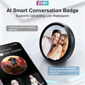 ZNP AI Smart Dialogue Badge – Interactive AI Robot for Conversation | Perfect Gift for Men & Women | Custom Video & Multi-Image Wallpapers | Multi-Language Support | Companion & Q&A Assistant