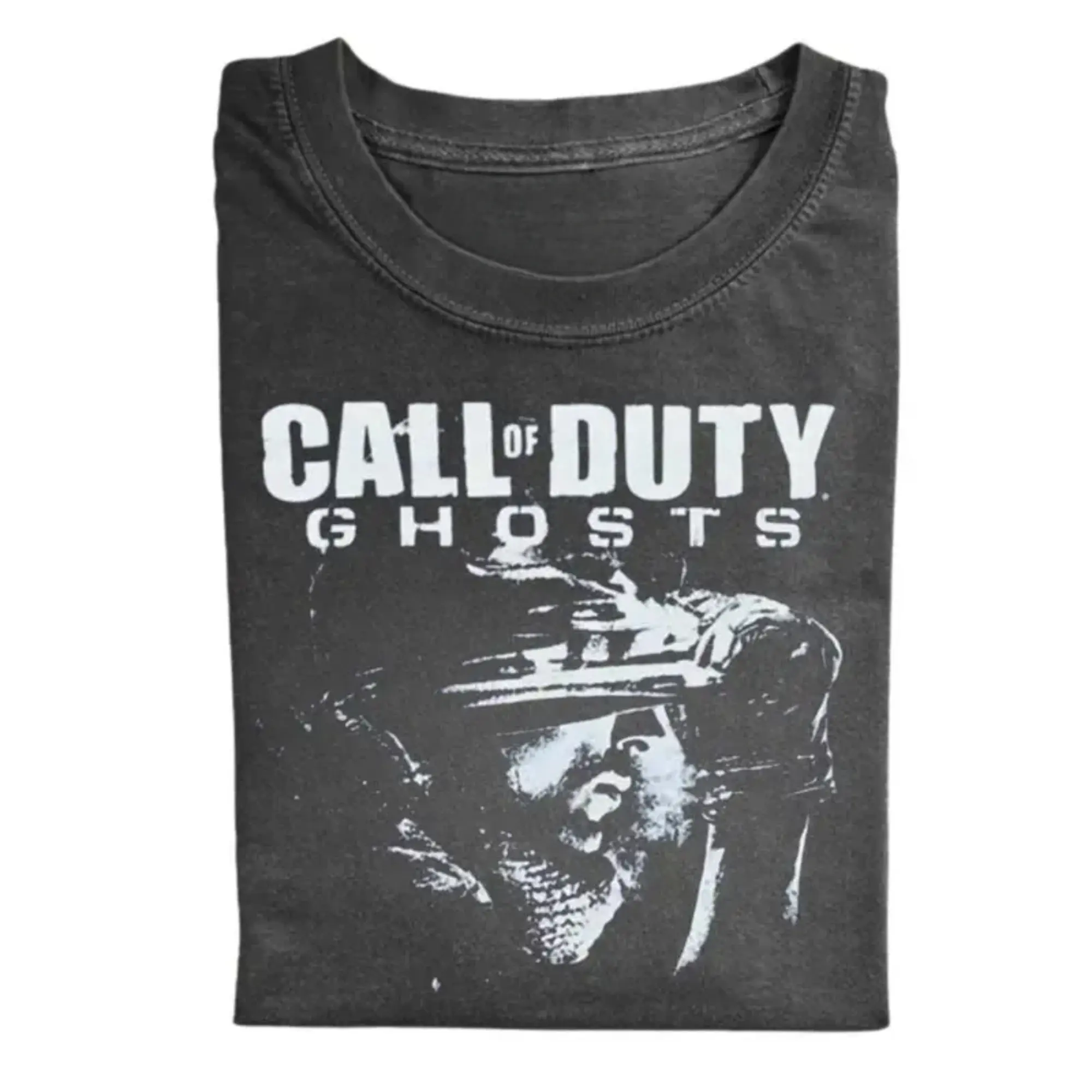 Vintage Call Of Duty Ghosts Military T-Shirt - Retro Tactical FPS Shooter Graphic Tee, COD Gaming Fan Shirt, Fitted Shortleeve T-Shirt, Men's Black Round Neck Menswear, Gift for Men
