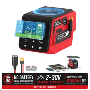 Azocek 300W Adjustable DC Voltage Regulator for Milwaukee 18V M18 Battery, 4-in-1 Power Station with 100W USB-C PD, 15W Wireless Charging, XT60 2-30V Output & Smart LCD [Battery Not Included] tiktokshopspringglowup