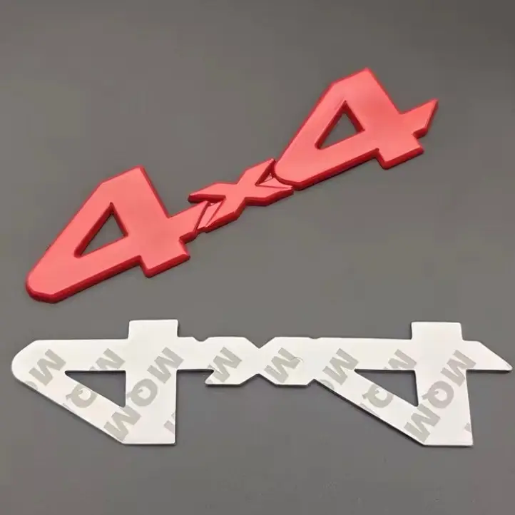 3d Metal Red Chrome Black Logo 4X4 Emblem Letters Decal Car Rear Trunk Badge for Toyota Tundra 4x4 Sticker Adhesive  1 pc