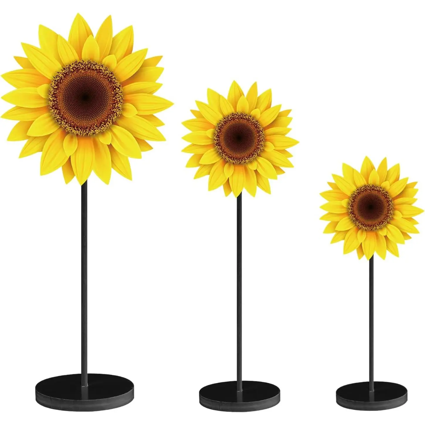 P-SO04 3-Piece Classic Double-Sided Bright Colors Sunflower Smooth Insert Wooden Table Sign Set - Freestanding Butterfly Decor, Rustic Home Accent for Valentine's Day, Children's Day (Bedroom Centerpiece, Kitchen Accessory, Tiered Tray Shelf Accent)