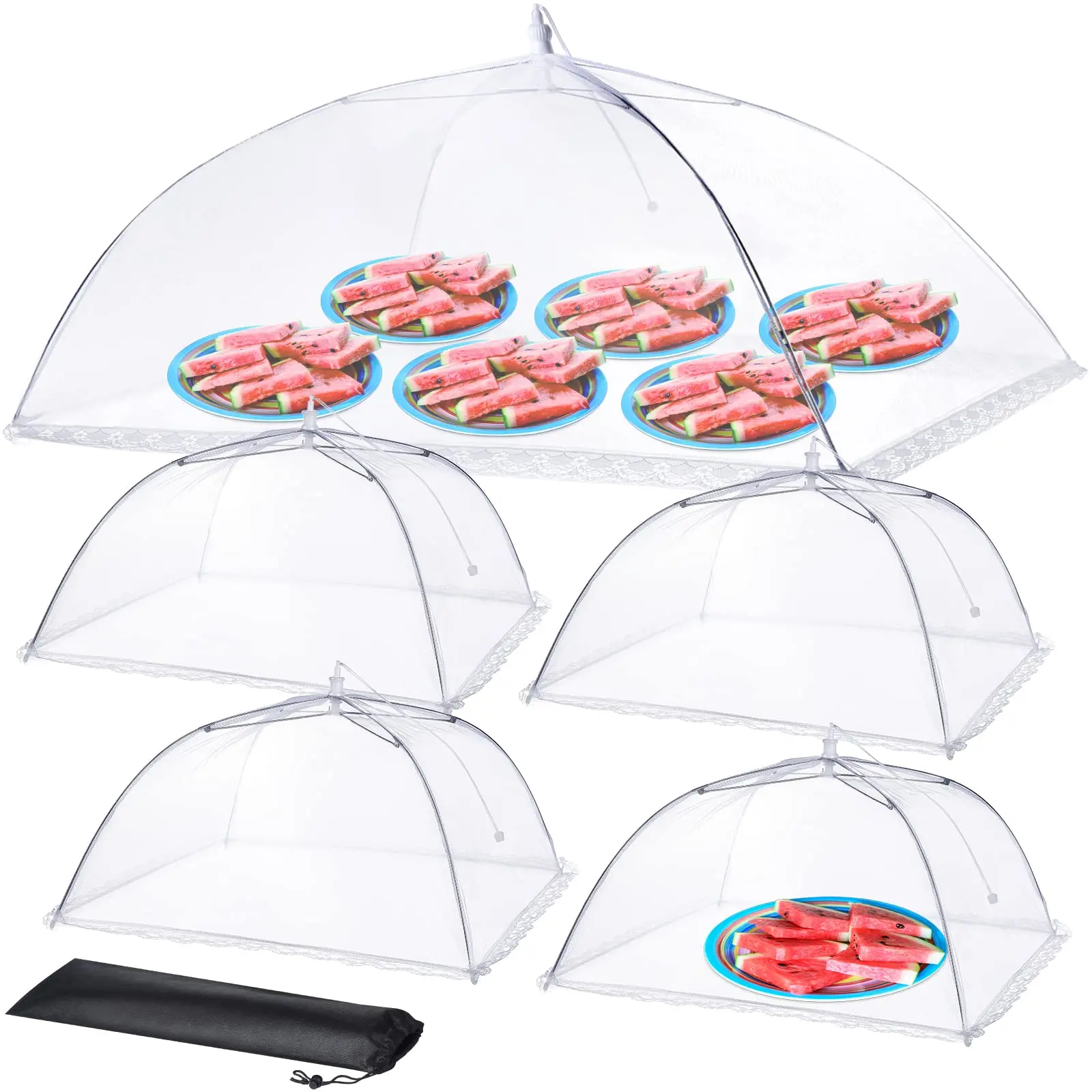 5PCS Food Covers for Outside - 1 XXL & 4 S Tents/Food Covers  for Outside Pop-up Mesh Reusable Food Nets for Parties Picnics Outdoor BBQs Collapsible
