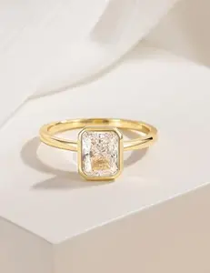 3CT Engagement Ring for Women – Radiant Cut Cubic Zirconia Solitaire Promise & Wedding Band | Bezel Setting Travel Ring | Sizes 4–10